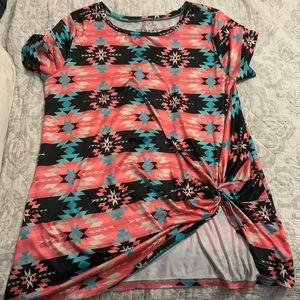 Ladies Crazy Train Aztec print shirt